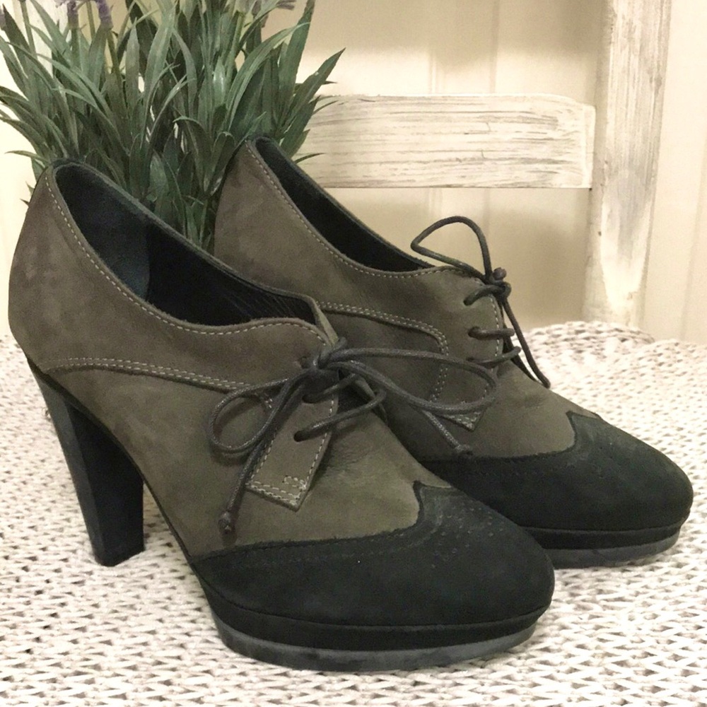TIFFI Italian Leather Lace Up Wing Tip Heels